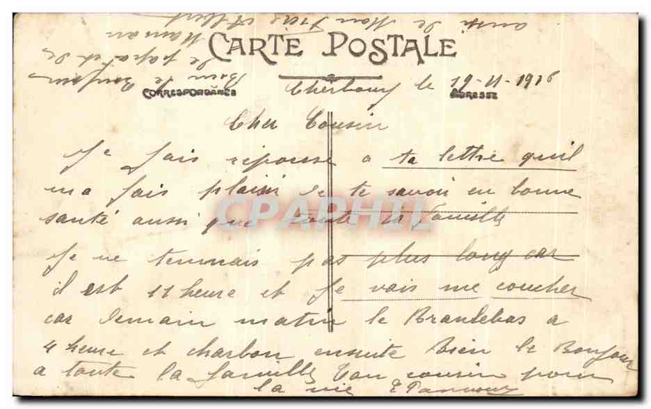 CPA Environs de Cherbourg Le Chateau de Tourlaville — Rückseite