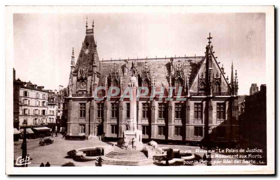 CPA Rouen Le Palais de Justice et le Monument aux Morts pour la Port