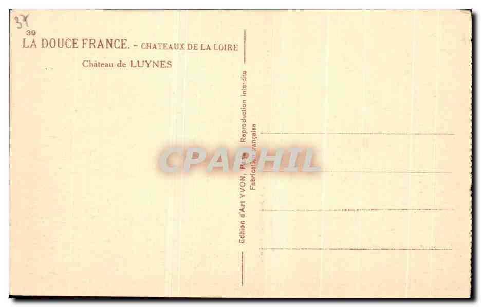 CPA Chateaux De La Loire Chateau de Luynes — Rückseite