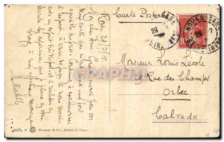 CPA Rouen  — Verso