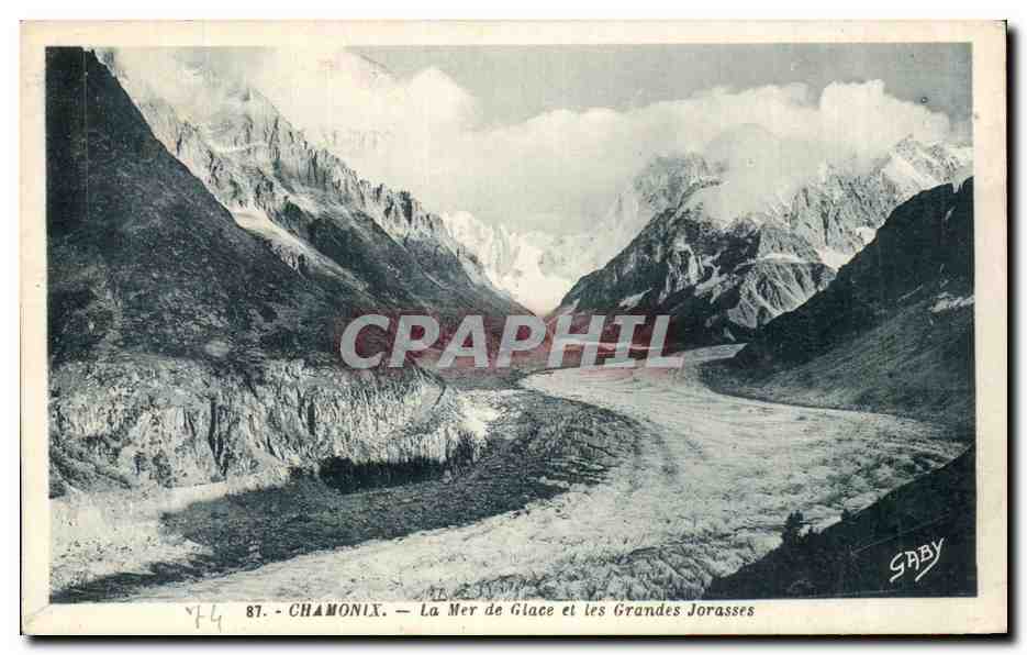 CPA Chamonix La Mer de Glace et les Grandes Jorasses