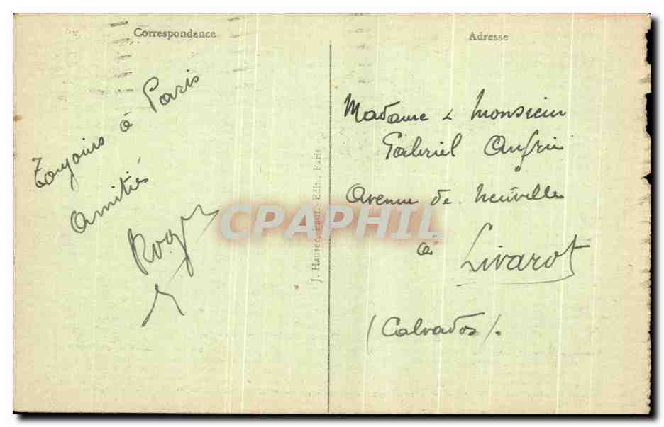CPA Paris Place de la Concorde — Verso