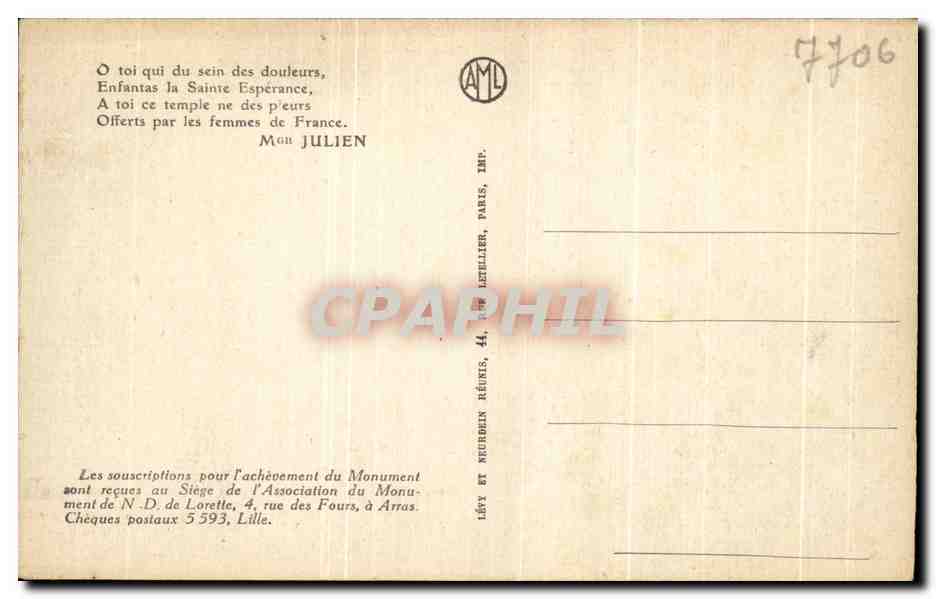 CPA Notre de Lorette La Chapelle  — Verso