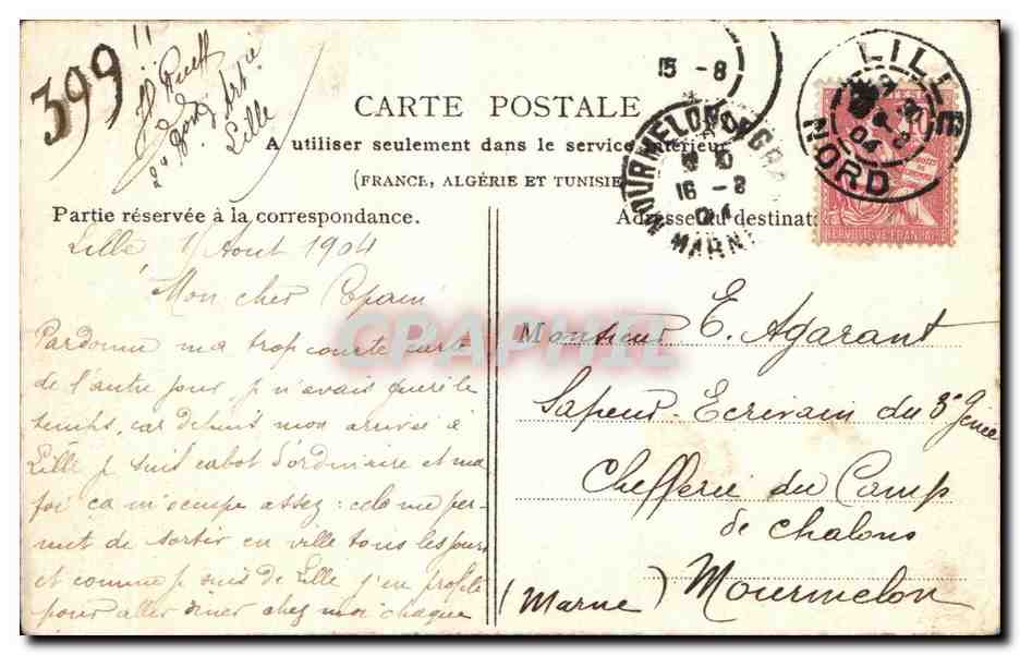 CPA Lille Quartier Boufflers Citadelle de Lille — Rückseite