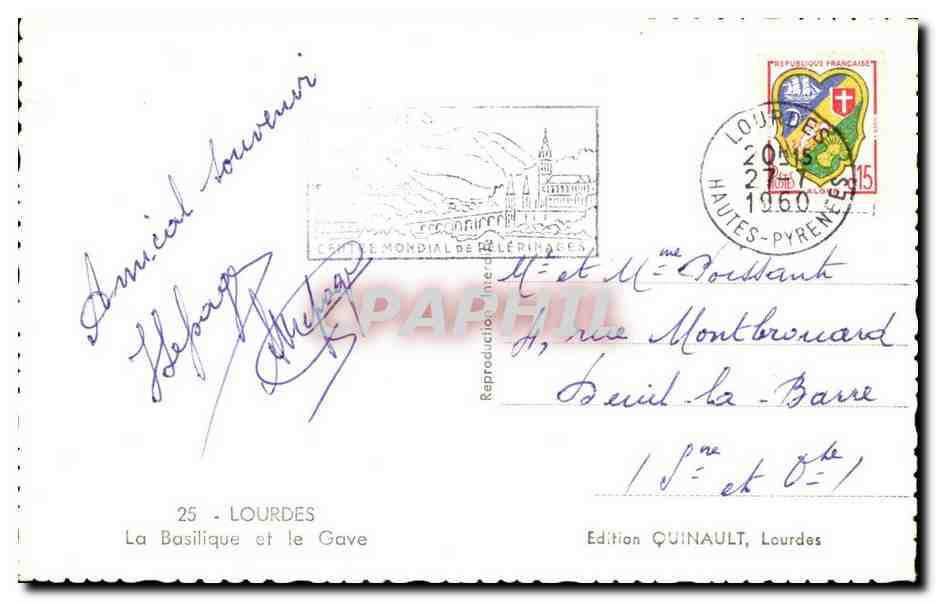 CPA Lourdes La Basilique Et Le Gave — Verso