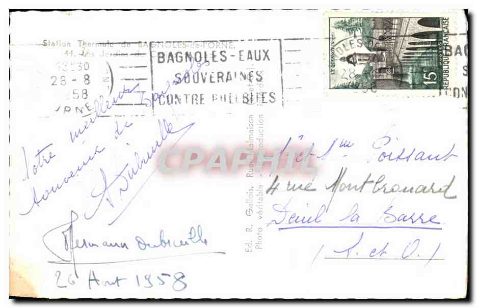 Jardines de la Estación Termal de Bagnolles-les-Bains — Ed. R. Gallais, n° 44 — Reverso