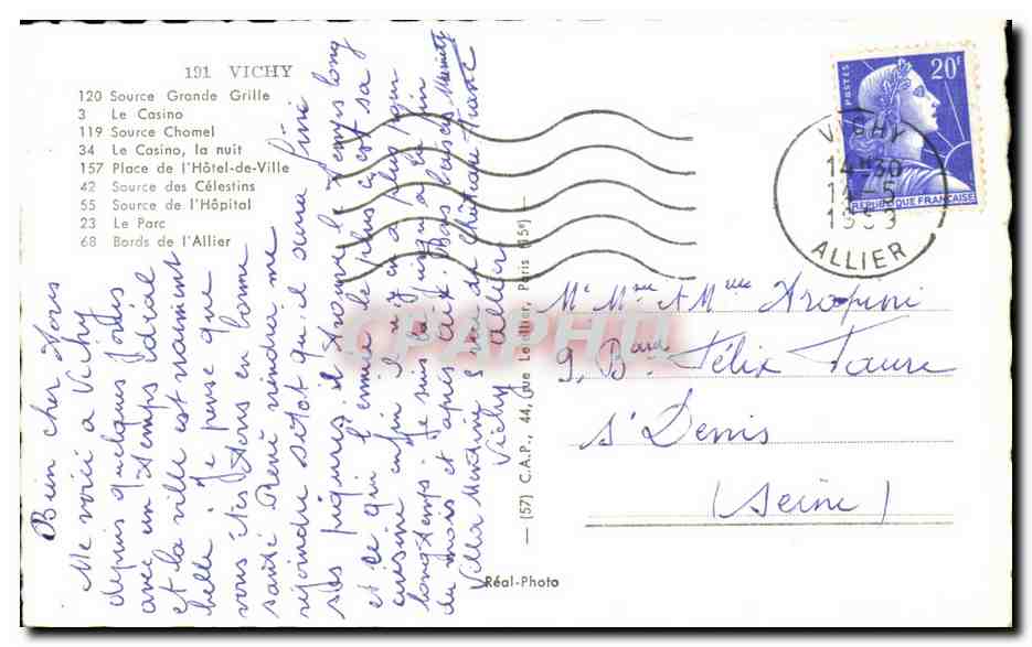CPA Vichy — Verso
