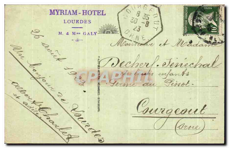 CPA Royal Bonheur De Lourdes — Verso