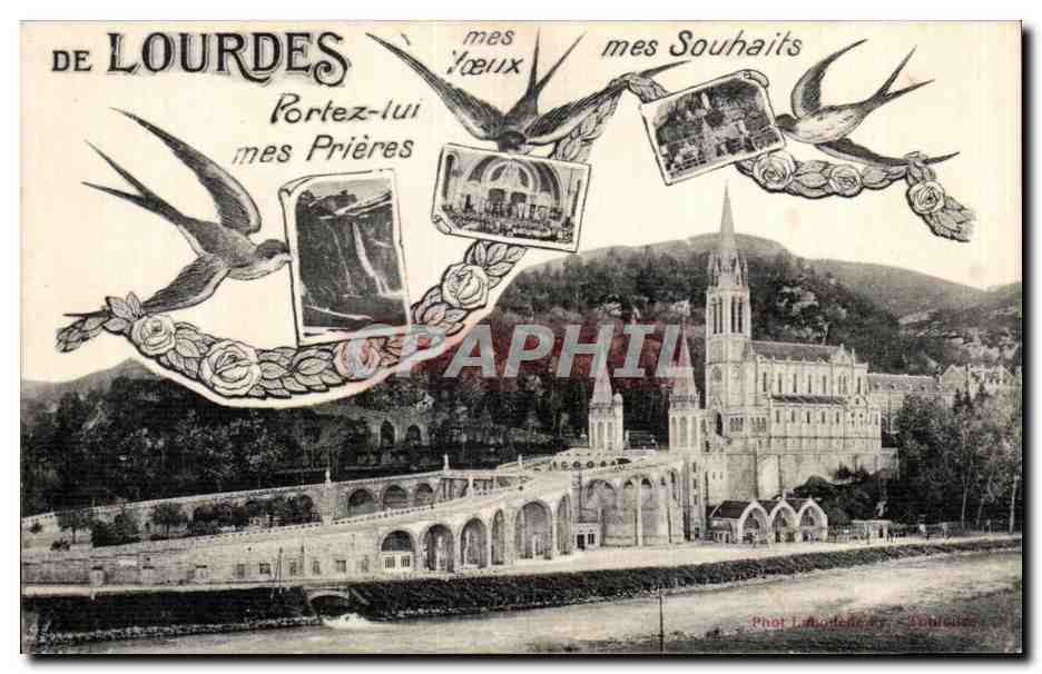 CPA De Lourdes Portez lui mes Prieres Hirondelles 