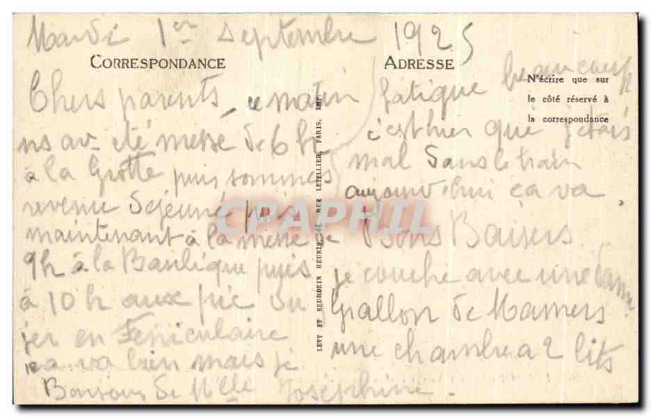 CPA Lourdes La Vierge couronnee et le Chateau Fort — Verso