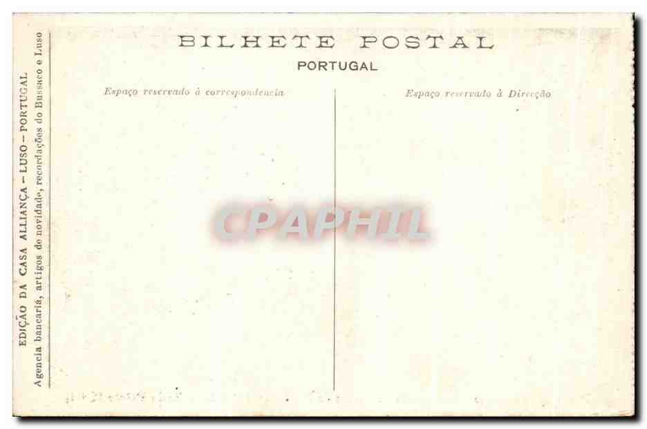 CPA Portugal Bussaco Grupo em marmore de Italia Violon Flute Violoncelle Tambour — Rückseite