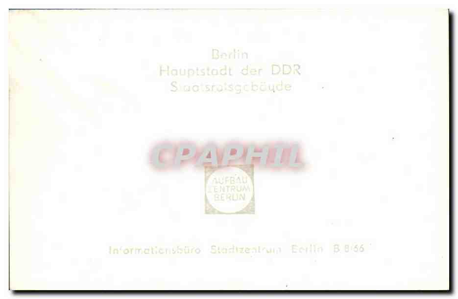 Berlin — Hauptstadt der DDR — Édifice des Nations Unies (Staatsratsgebäude) — AUFBAU ZENTRUM BERLIN B.8/66 — Rückseite