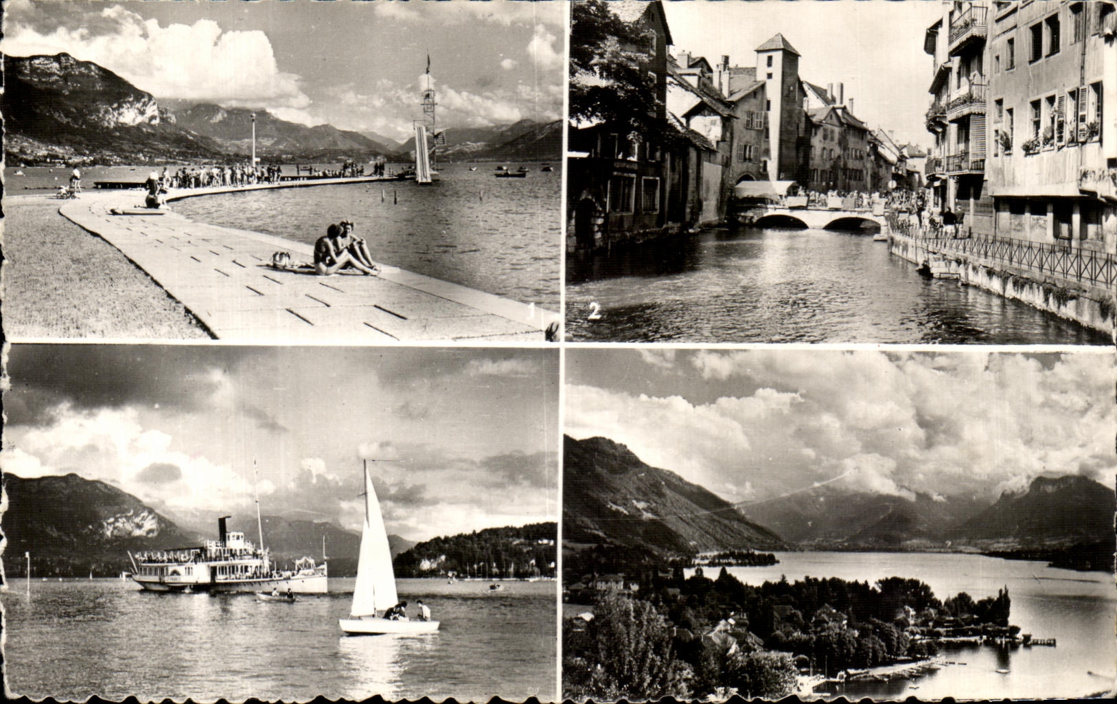 Annecy — Plage, Canal du Thiou, Bateau et Vue du Lac — Éditions du Globe CLUSA