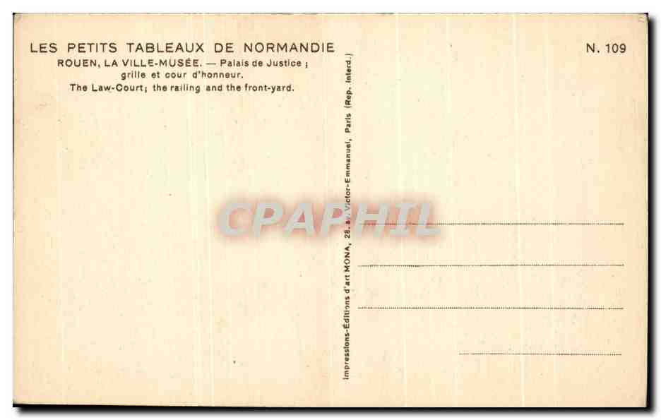 CPA Les Petits Tableaux De Normandie Rouen La Ville Musee — Verso