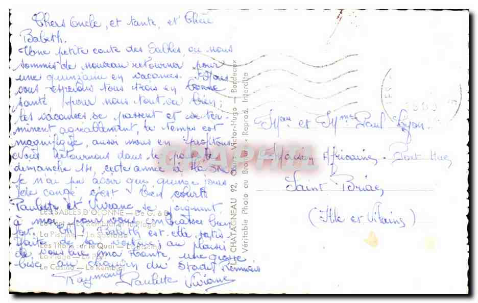CPA Sables D'Olonne le port le remblai et la plage Les thons sur le quai  — Back