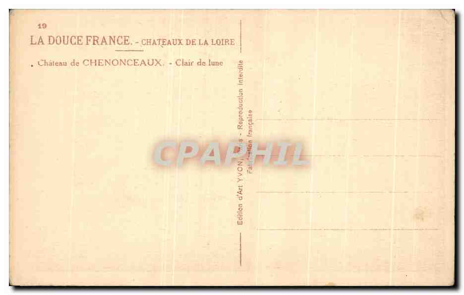 CPA Chateau de Chenonceaux Clair de lune — Rückseite