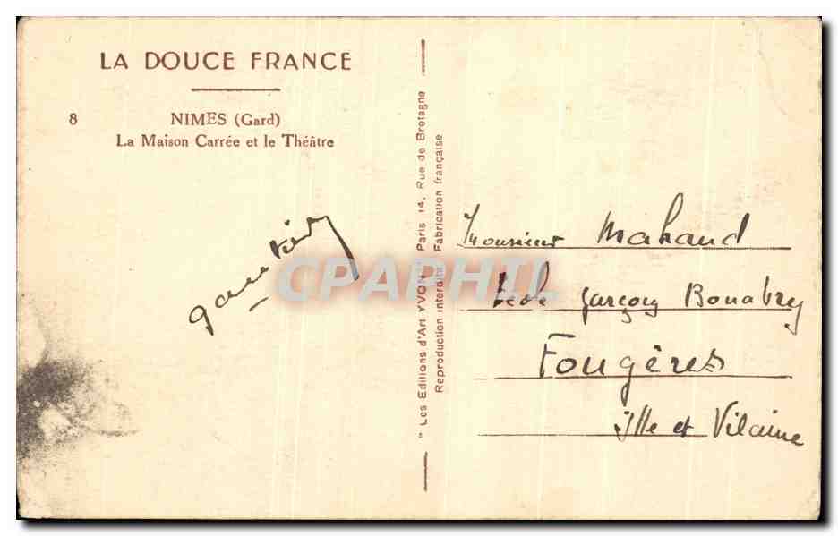 Nîmes — La Maison Carrée et le Théâtre — Éditions d'Art VVG, Paris — Rückseite
