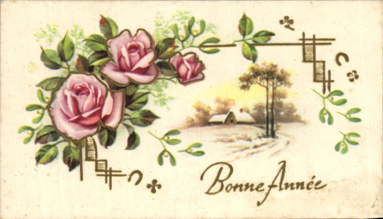 CPA Fantaisie Fleurs Bonne Annee