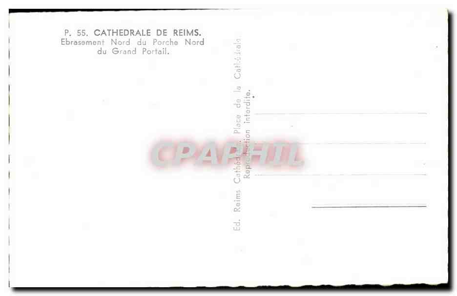 Cathédrale de Reims — Ebrasement Nord du Grand Portail — Ed. Reims — Reverso