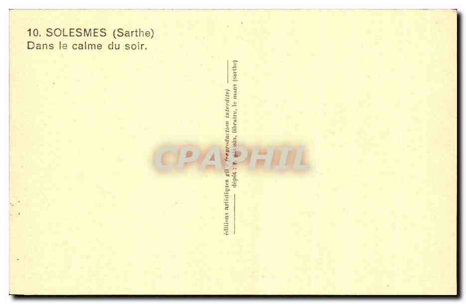CPA Solesmes Dans Le Calme Du Soir — Back