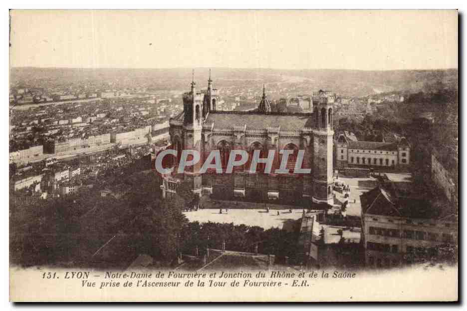 CPA Lyon Notre Dame de Fourviere et Jonction du Rhone et de la Saone Vue Prise de I'Ascenseur