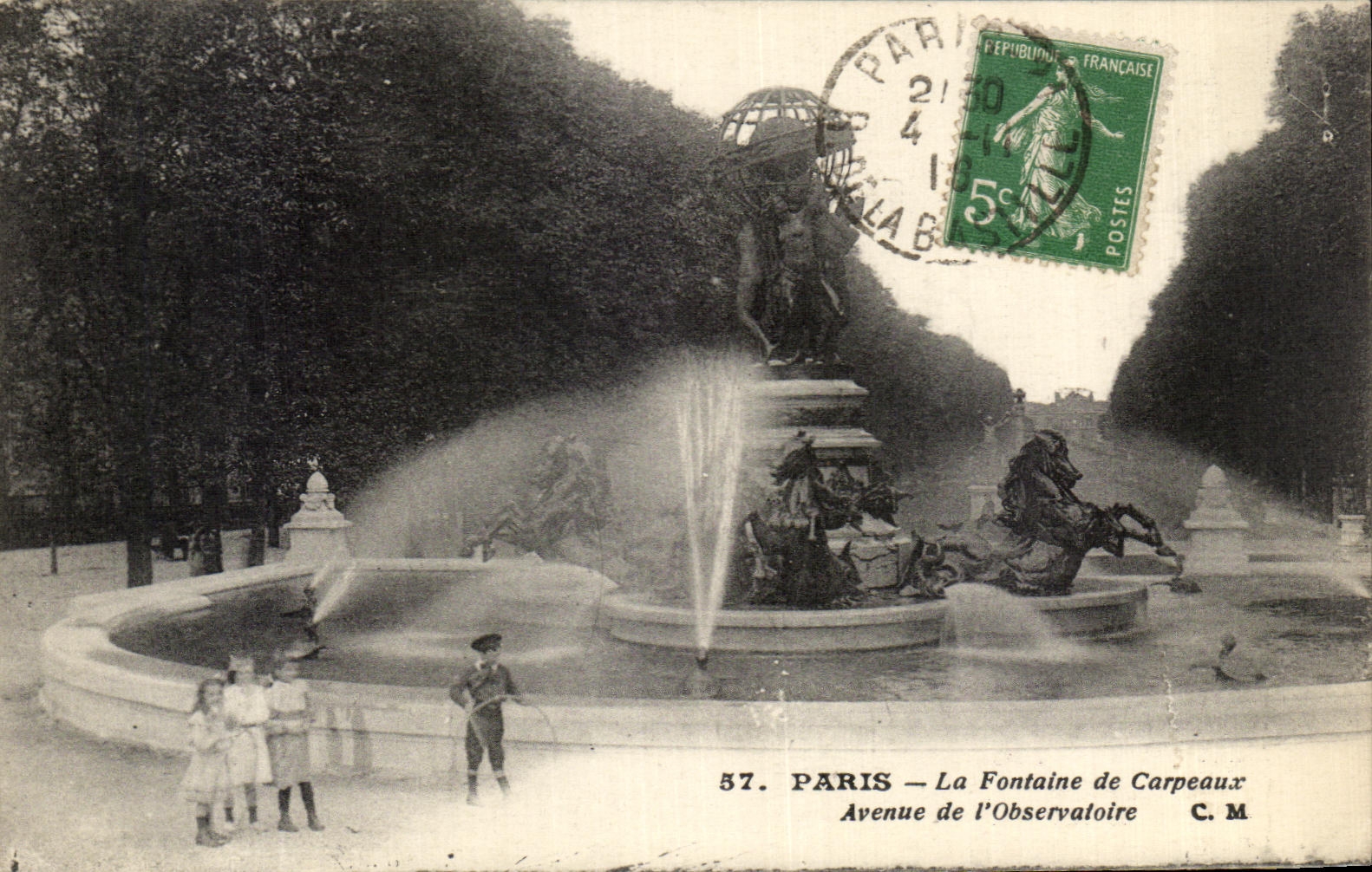 CPA Paris La Fontaine de Carpeaux Avenue de I'Observaloire Enfants
