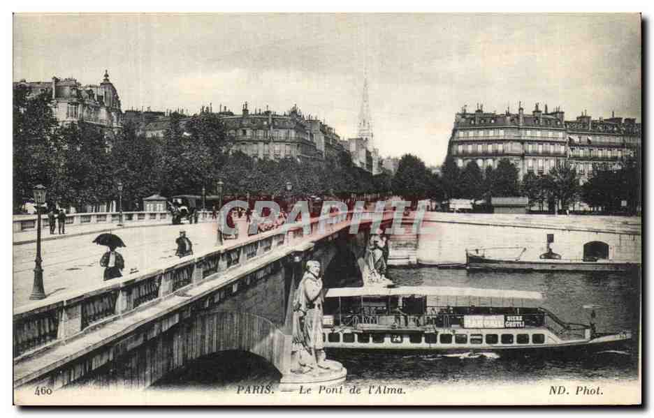 CPA Paris Le Pont de I'Alma Peniche 
