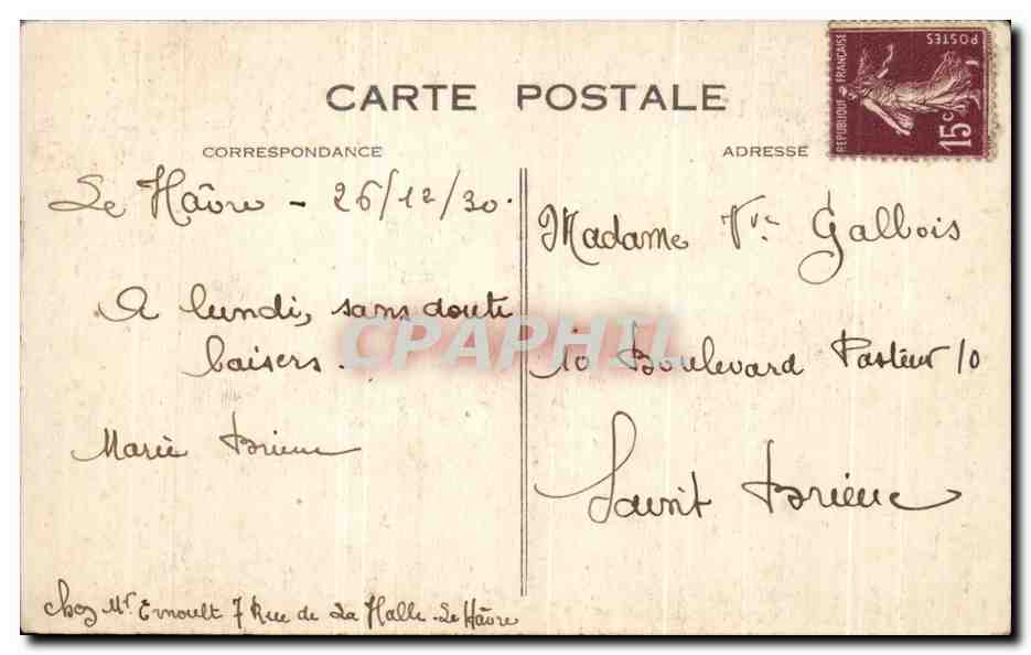 CPA Le Havre Place Gambetta et Bassin du Commerce Bateaux — Rückseite