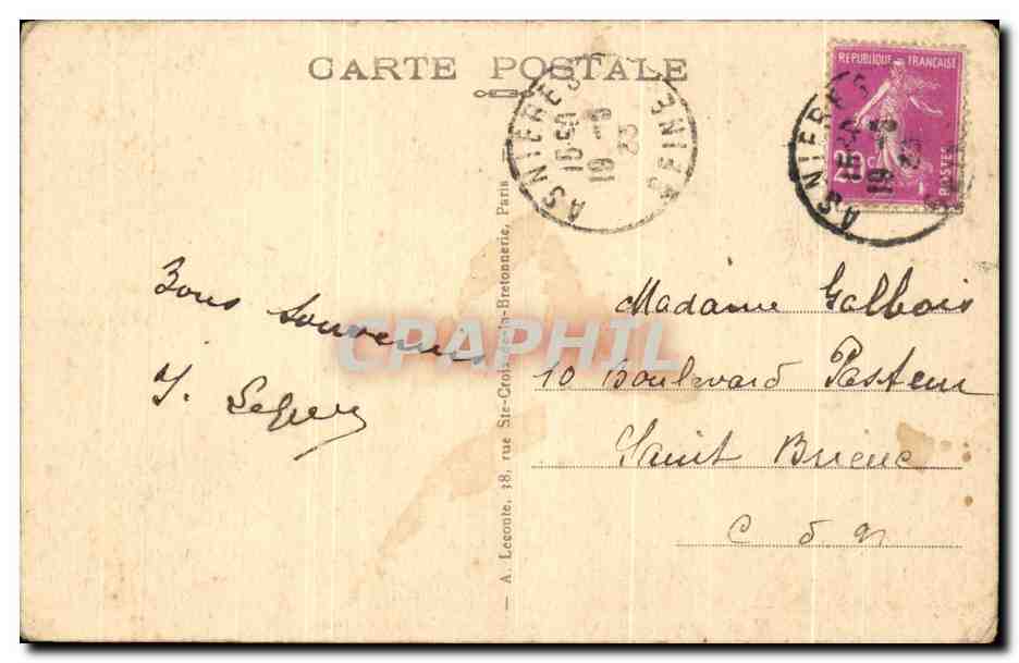 CPA Paris La Gare de I'Est  — Verso