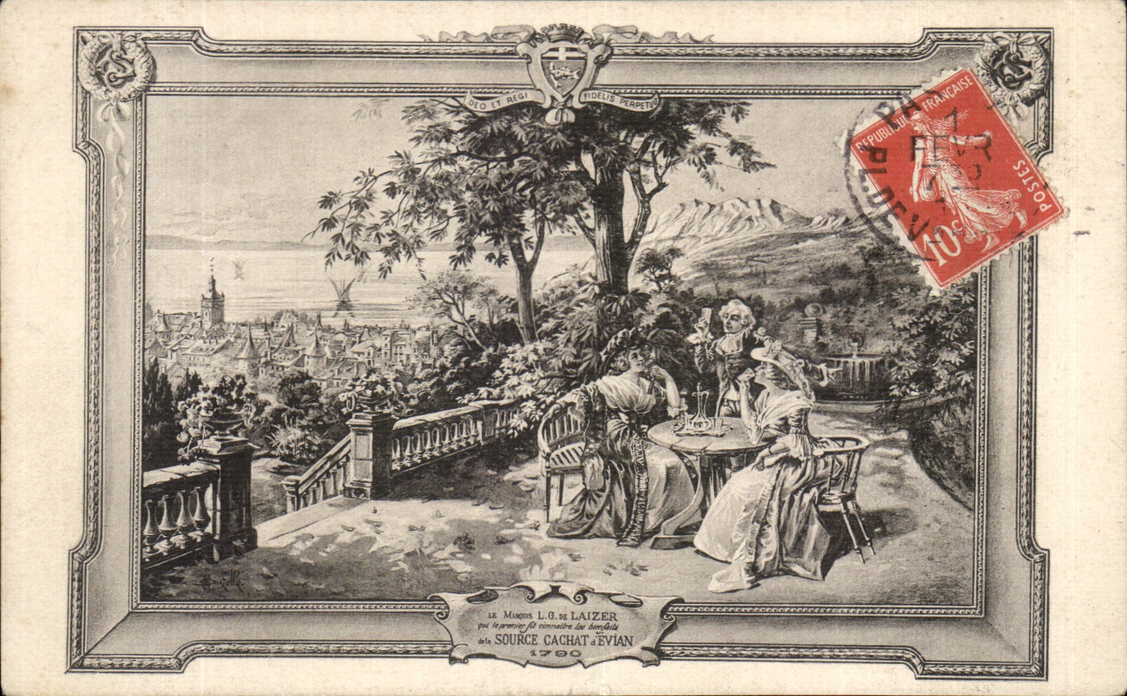 Vue de Lausanne — Source Cachat Évian — L. O. de Laizer