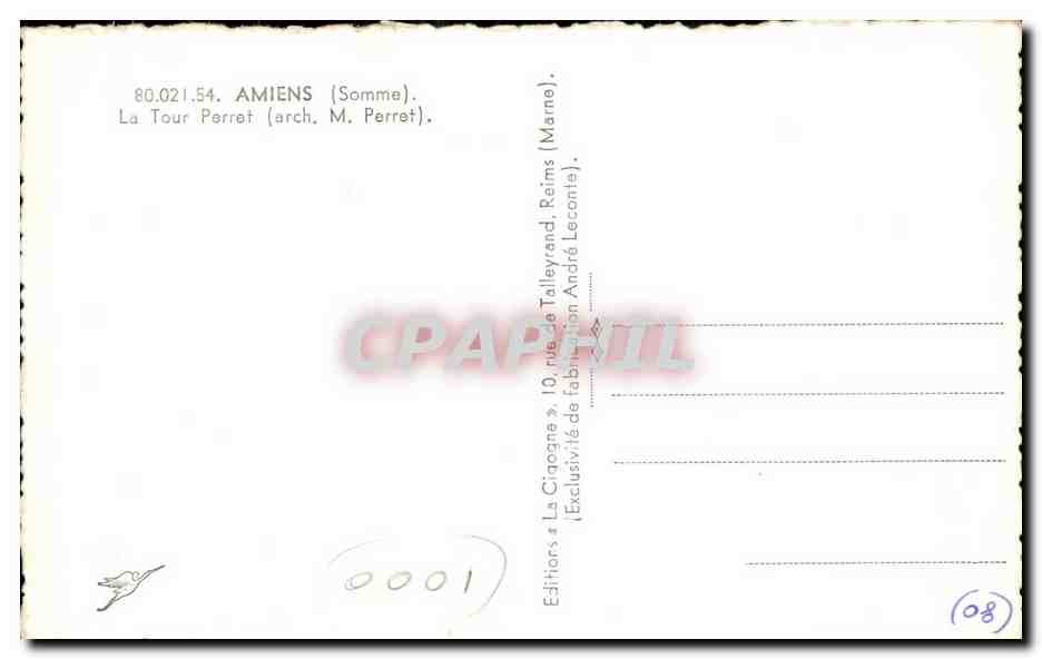 CPSM Amiens La Tour Perret — Back
