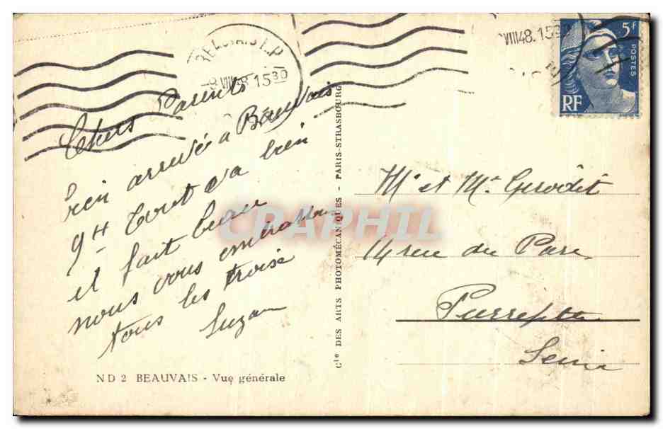 CPA Beauvais Vue Generale — Rückseite