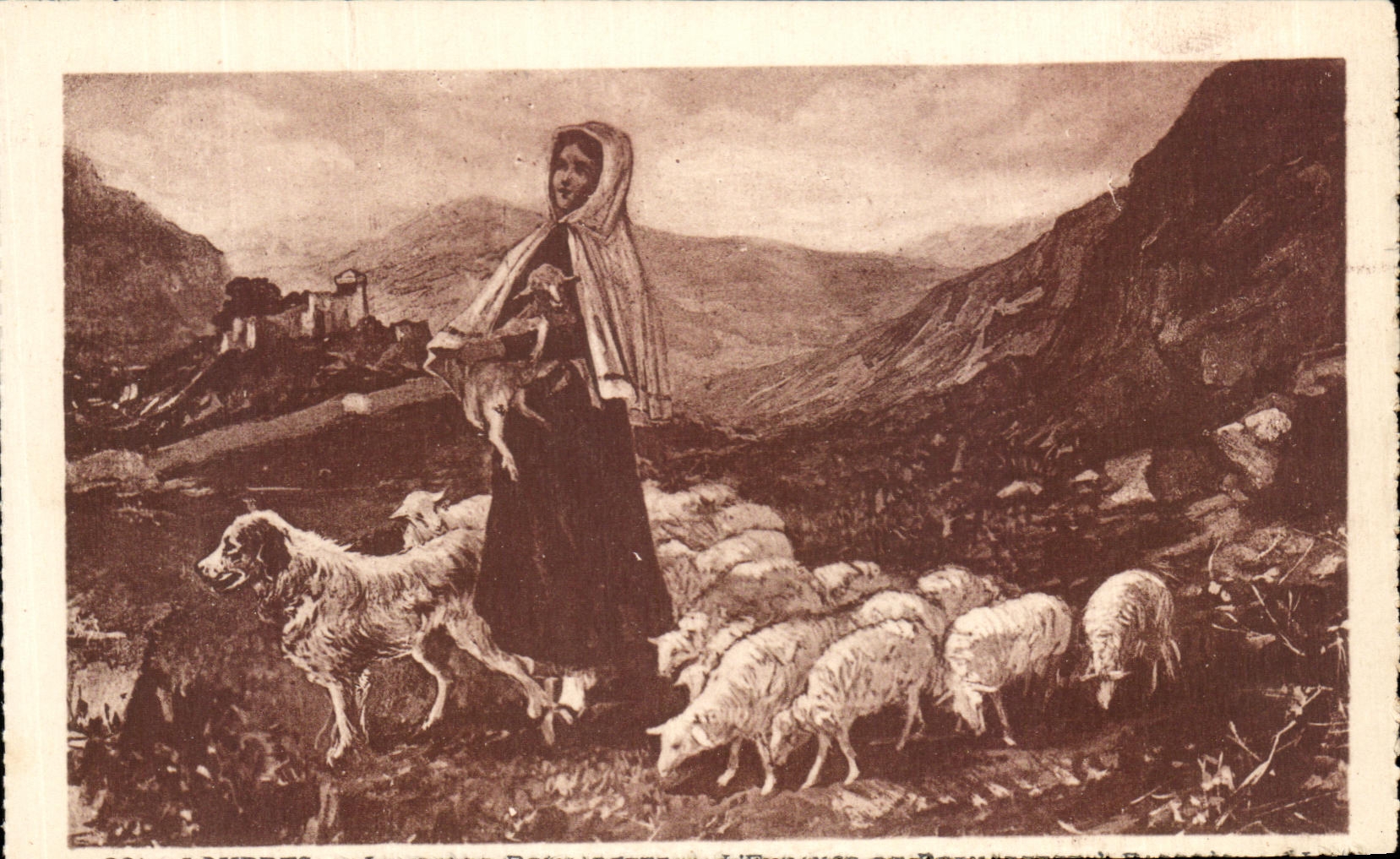 CPA Lourdes Bernadette et ses moutons Chien 