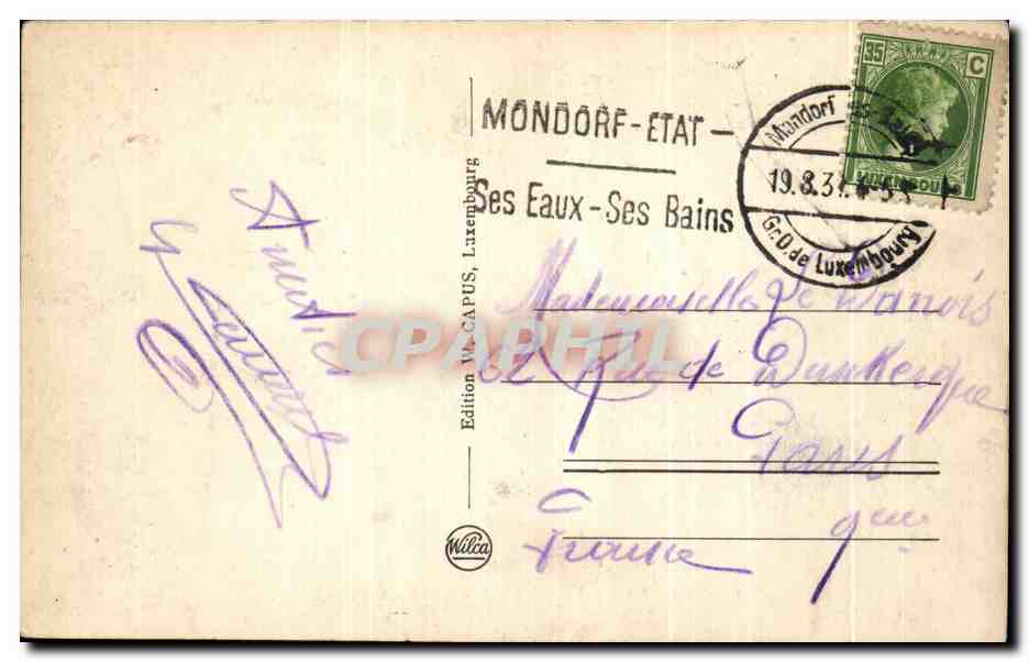 CPA Mondorf Les Bains Partie du Parc — Rückseite