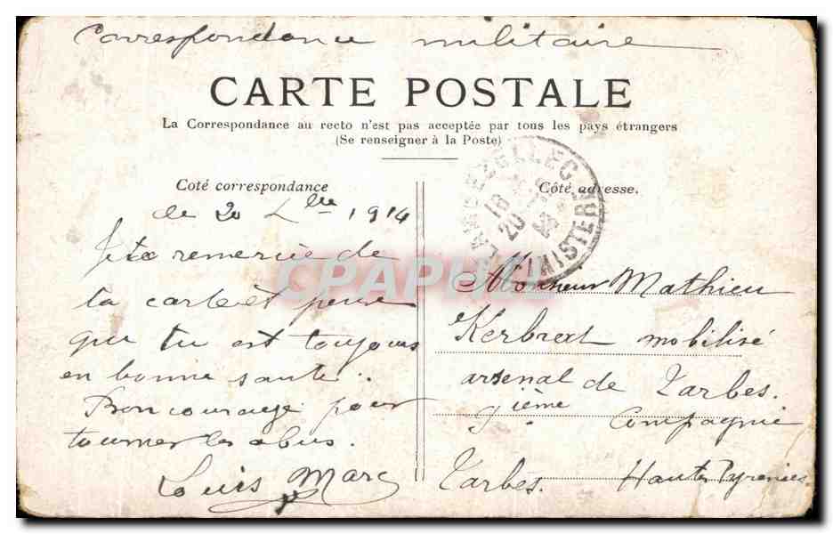 CPA Paris Les lnvalides — Verso