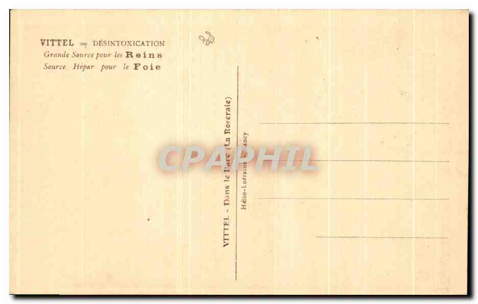 CPA Vittel Desintoxication Grande Source Pour Les Reins Source Hepar pour le Foie — Rückseite