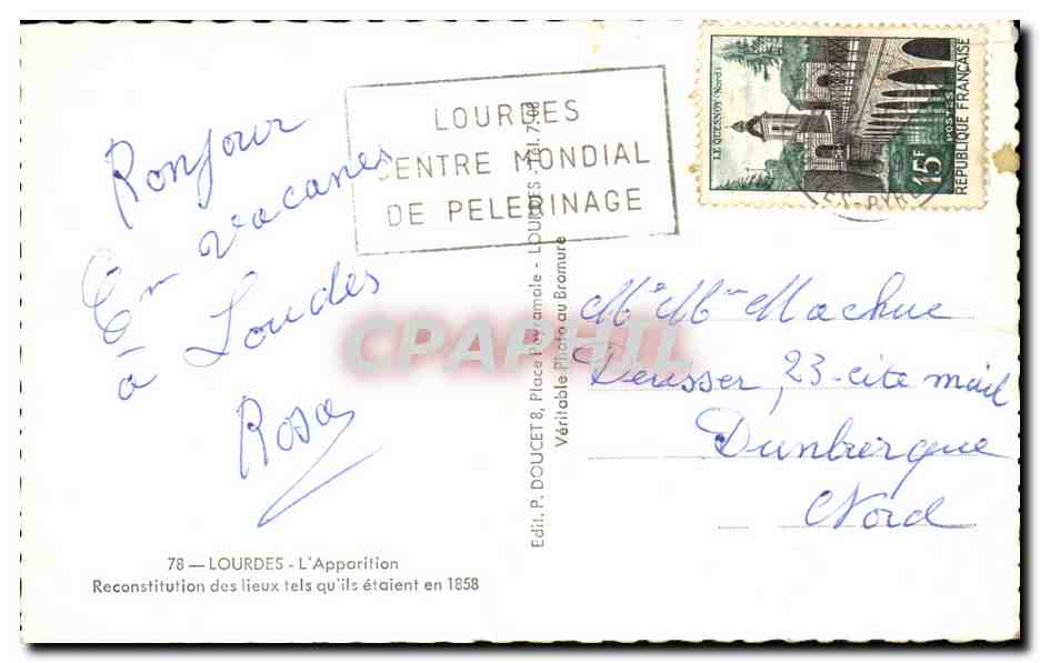 CPA Lourdes L'Apparition Moutons — Verso