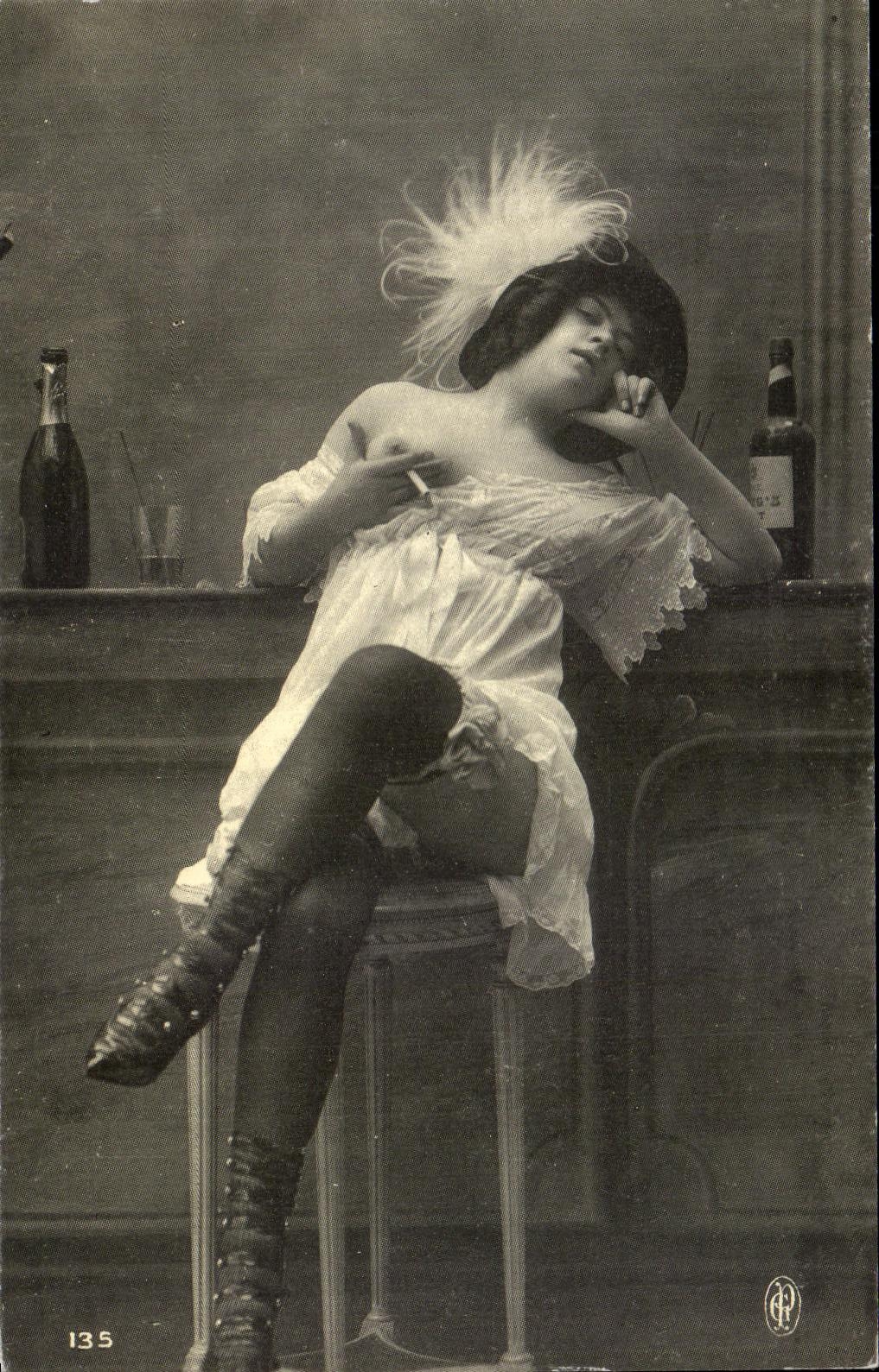 REPRO Cartes D'Autrefois La Tentation Femme nue erotique