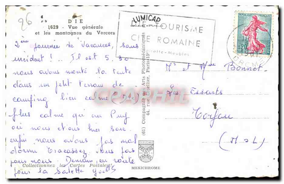 CPA Die Vue Generale Et Les Montagnes Du Vercors — Rückseite