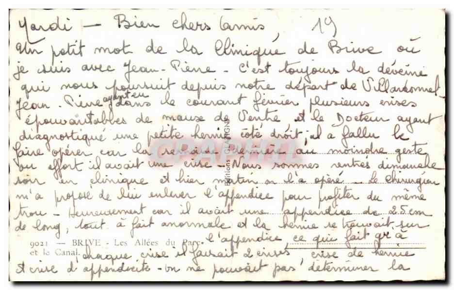 Brive - Les Allées du Parc et le Canal — éditeur CPAPHIL, n° 9021 — Verso