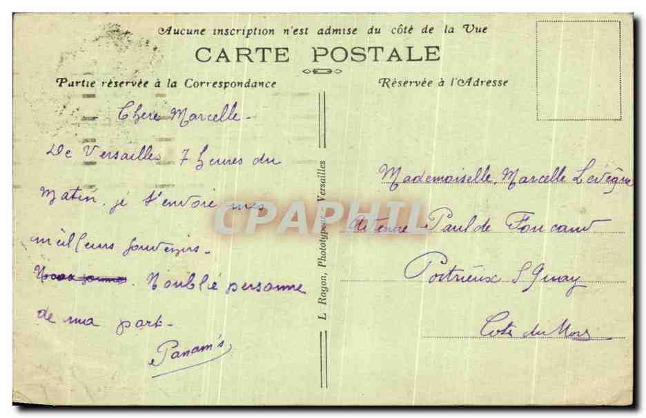 CPA Versailles Le Panorama — Verso