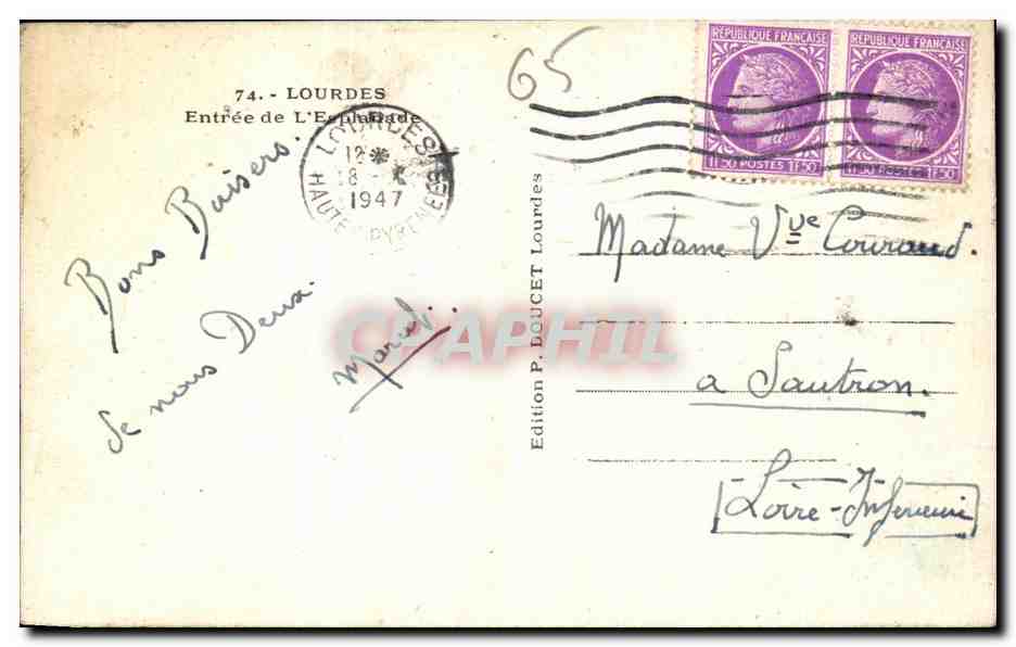 CPA Lourdes Entree de L'Eglise — Verso