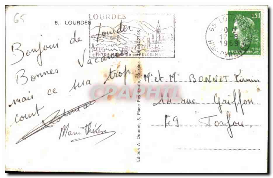 CPSM Lourdes — Verso