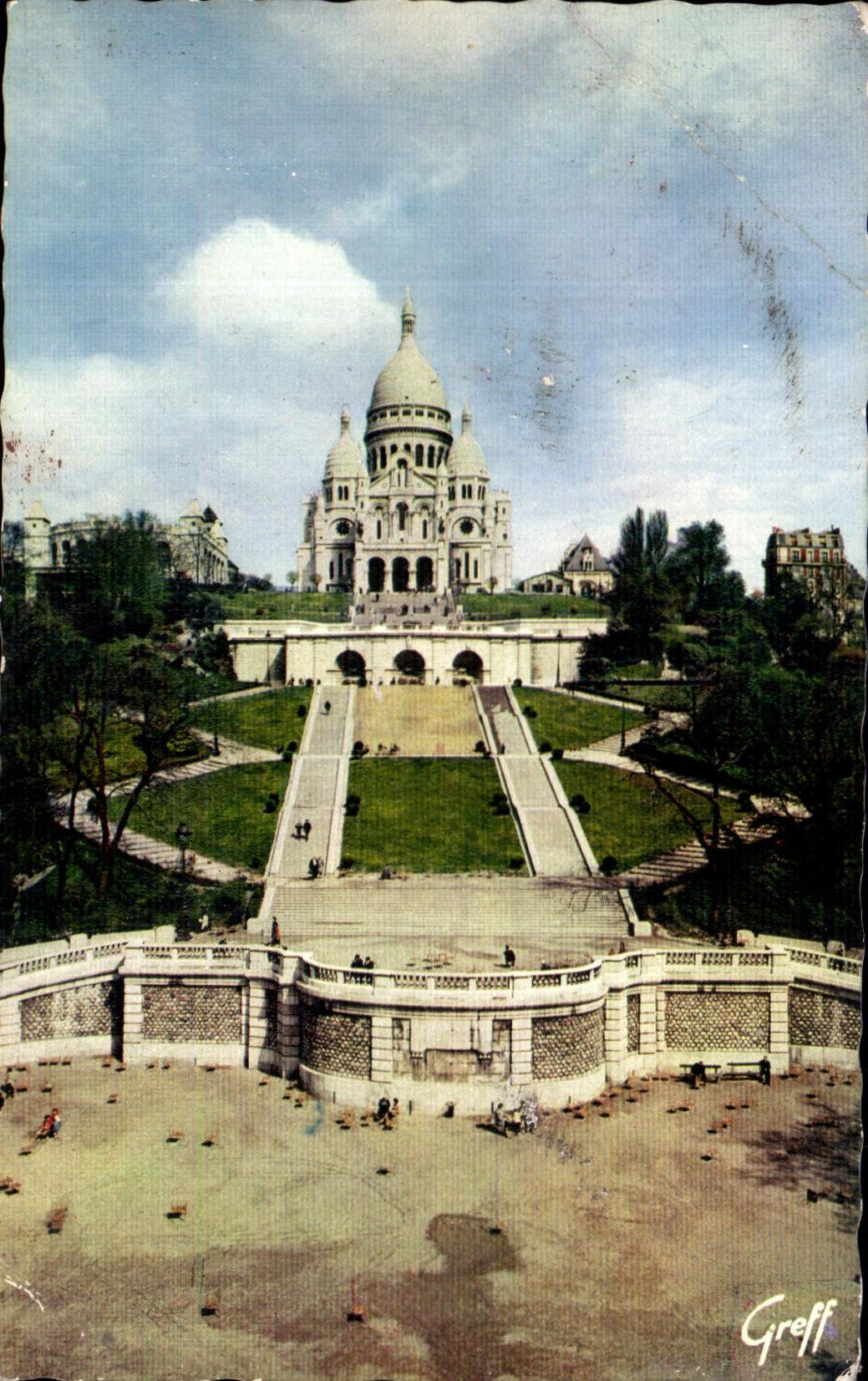 Halfmoderne ansichtkaart Parijs Het Heilige Hart van Montmartre