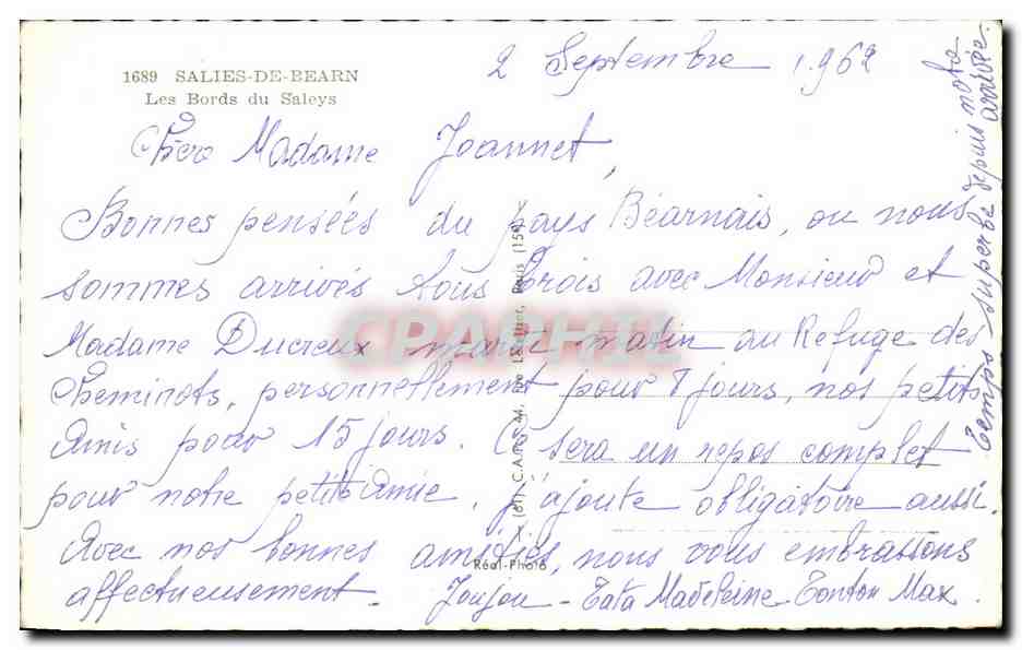 CPSM Salies De Bearn Les Bords Du Saleys — Rückseite