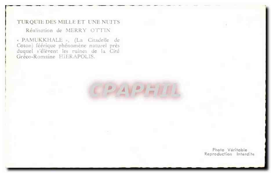 CPSM Pamurkkhale La citadelle de coton Heliopolis — Verso