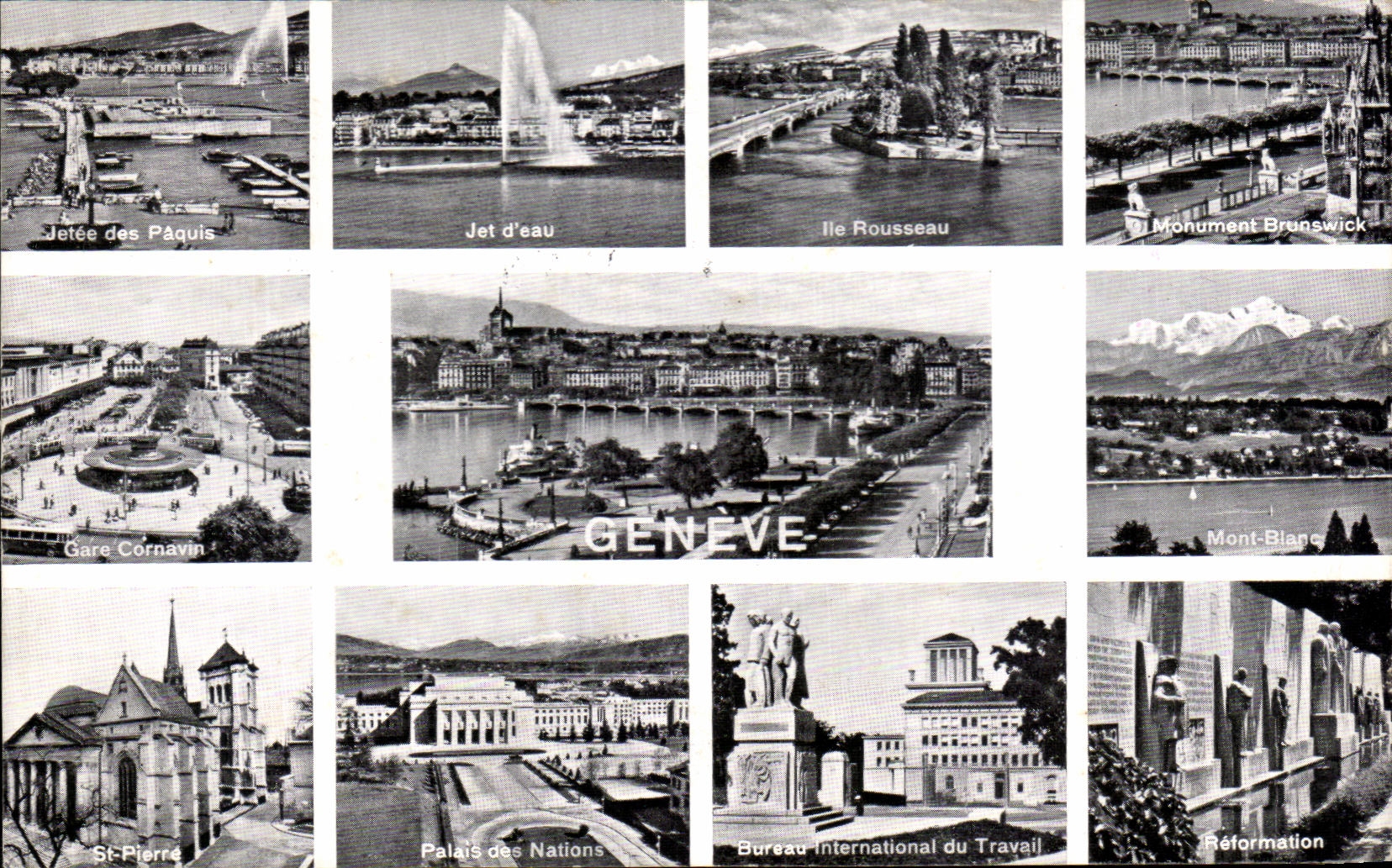 Genève — vue panoramique avec 9 vignettes — Éditions Jaeger
