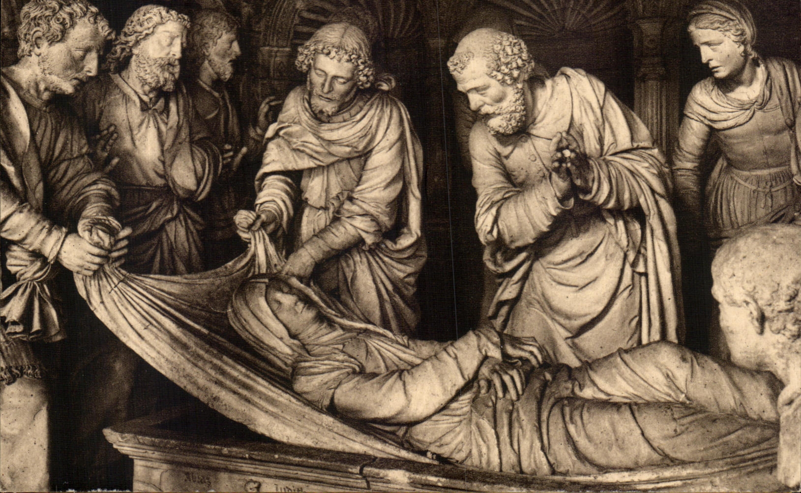 CPA Les Saints De Solesmes Les Principaux Personnages Au Tombeau DE la Vierge