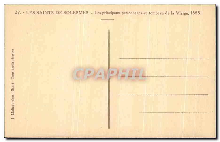 CPA Les Saints De Solesmes Les Principaux Personnages Au Tombeau DE la Vierge — Back