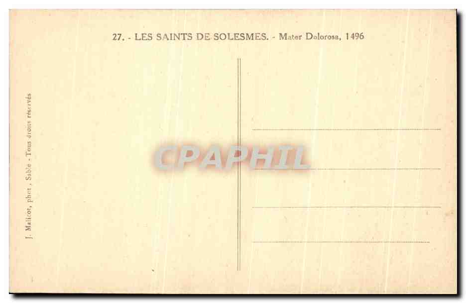 CPA Les Saints De Solesmes Mater Dolorosa — Back